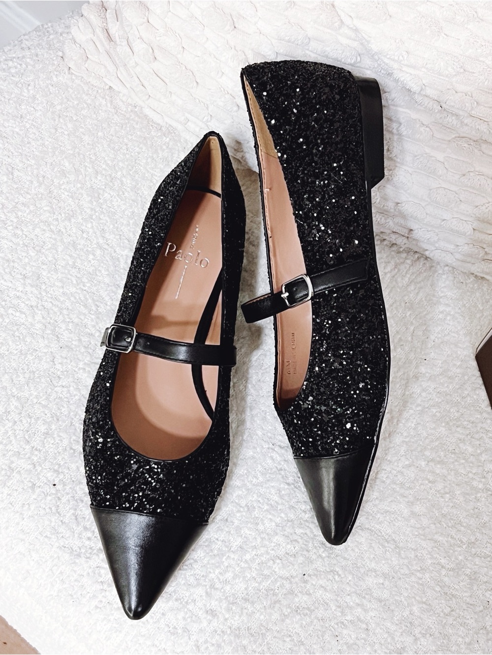 Paolo $120msrp NIARA FLAT 6.5 NEW IN BOX Glitter Pointed Mary Jane